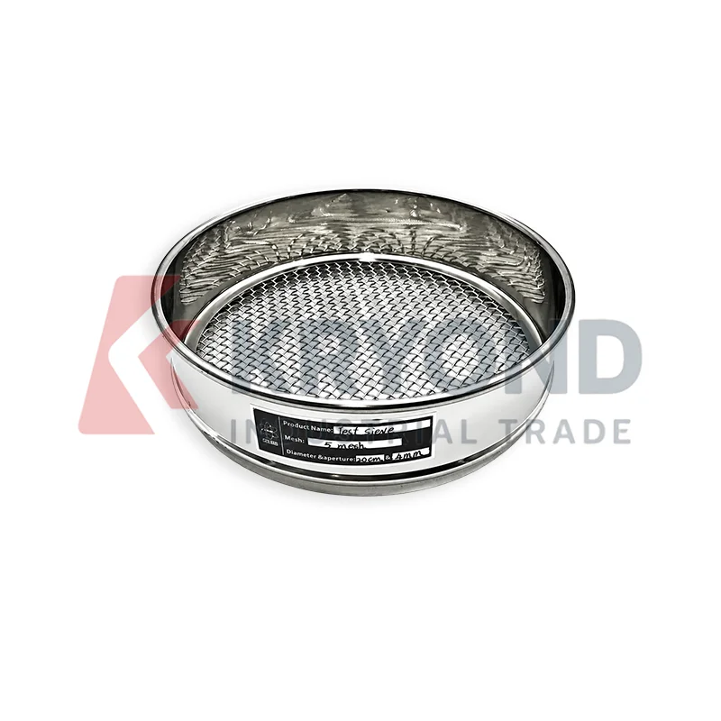 Stainless Steel Test Sieve 20cm Diameter Woven Wire Mesh Laboratory Inspection Sieve 4-10 Mesh 2-5mm Particle Analysis Research