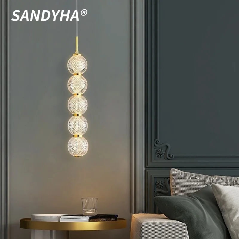 

SANDYHA современный сферический акриловый подвесной светильник, светодиодная люстра, ресторан, гостиная, спальня, стильный домашний декор, акцентное освещение