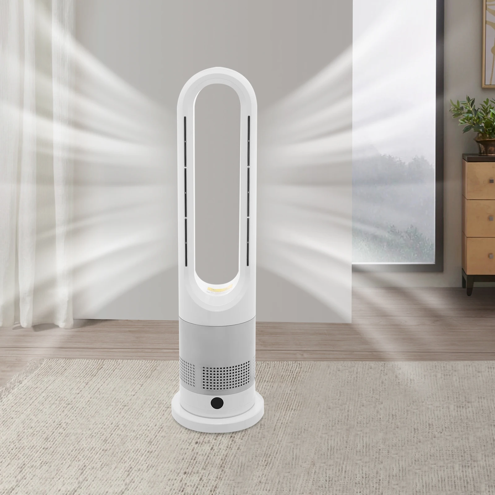 Ventilateur sans pales de refroidissement et de chauffage 220V avec minuterie, télécommande, 8 vitesses de vent, silencieux, climatiseur, chauffage, affichage LED