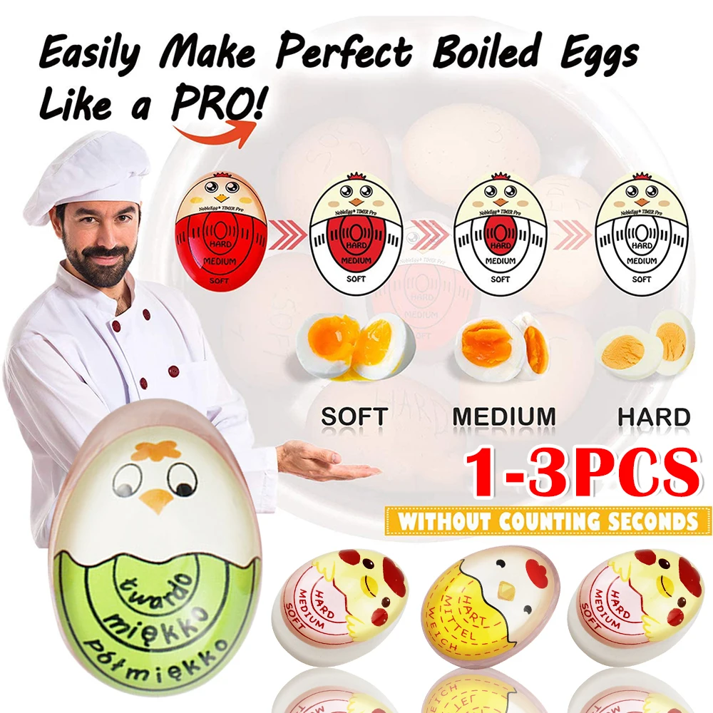 1-3pc Color Changing Timer Yummy Boiled Eggs Cooking Kitchen Egg Timer Alarm Tools Mini Egg Boiling Timer Boiled Egg Alarm Timer