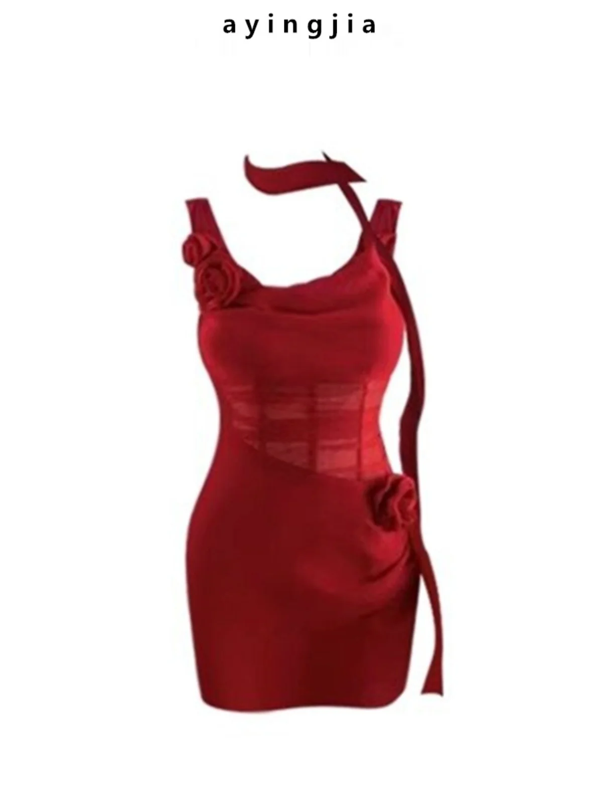 

Женская короткая юбка А-силуэта с дизайном «Винное сердце и розы», на бретельках, с эффектом утяжки талии, для весеннего повседневного образа, без рукавов