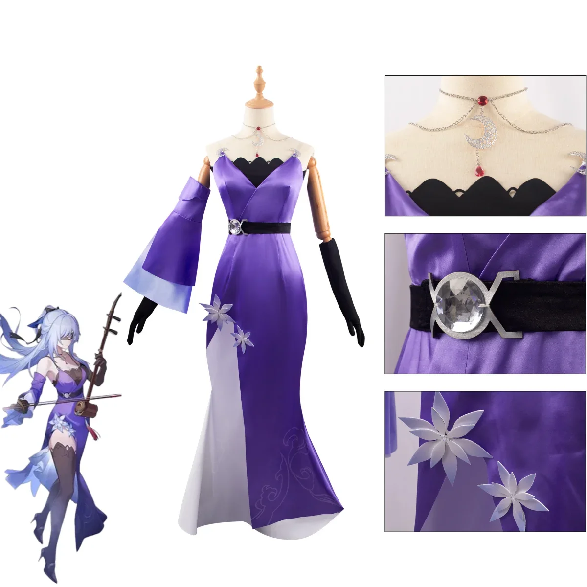 Jogo Anime Honkai Star Rail Jingliu Cosplay Traje, o Xianzhou Luofu Ball Vestido de noite Sexy Carnival Party Suit para mulheres