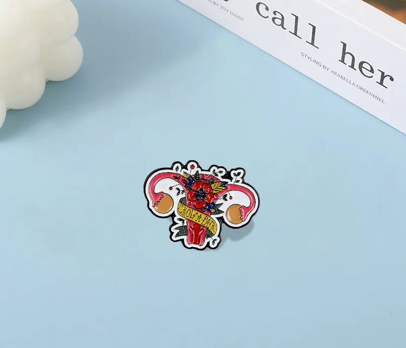 Feminism Enamel Pin Custom Flowers Uterus Womb Brooches for Shirt Lapel Backpack Banner Badge Feminist Jewelry Gift for Friends