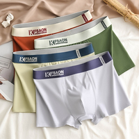 4PCS/Pack L-4XL 7A Antibacterial Cotton Super Soft Boxers Breathable 3D U Pouch Mens Underwear Seamless High Elastic Underpants