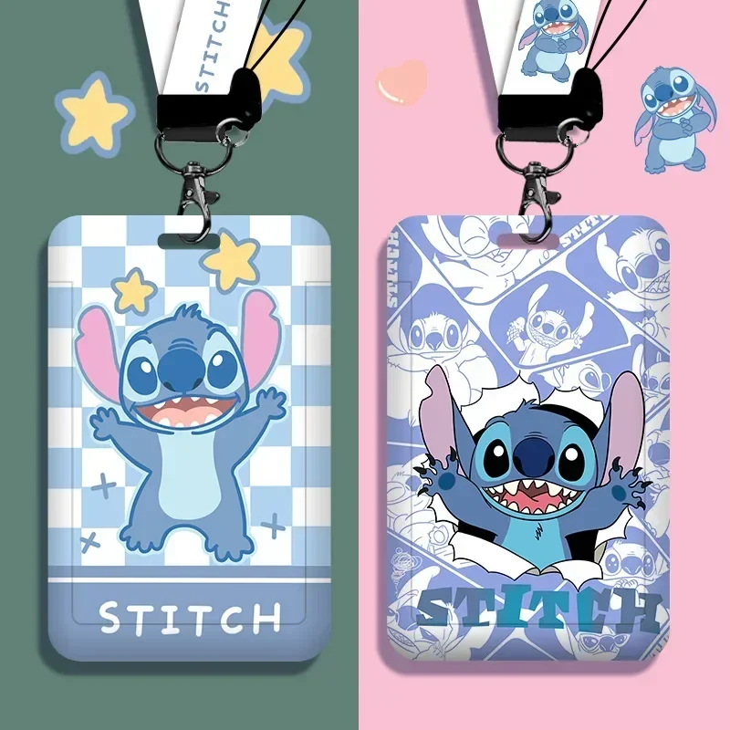 Cartoon Stitch ID Badge Card Holder Disney Lanyard Girl Door Card Case Neck Strap Boy Credit Card Holder Credentials Accessories