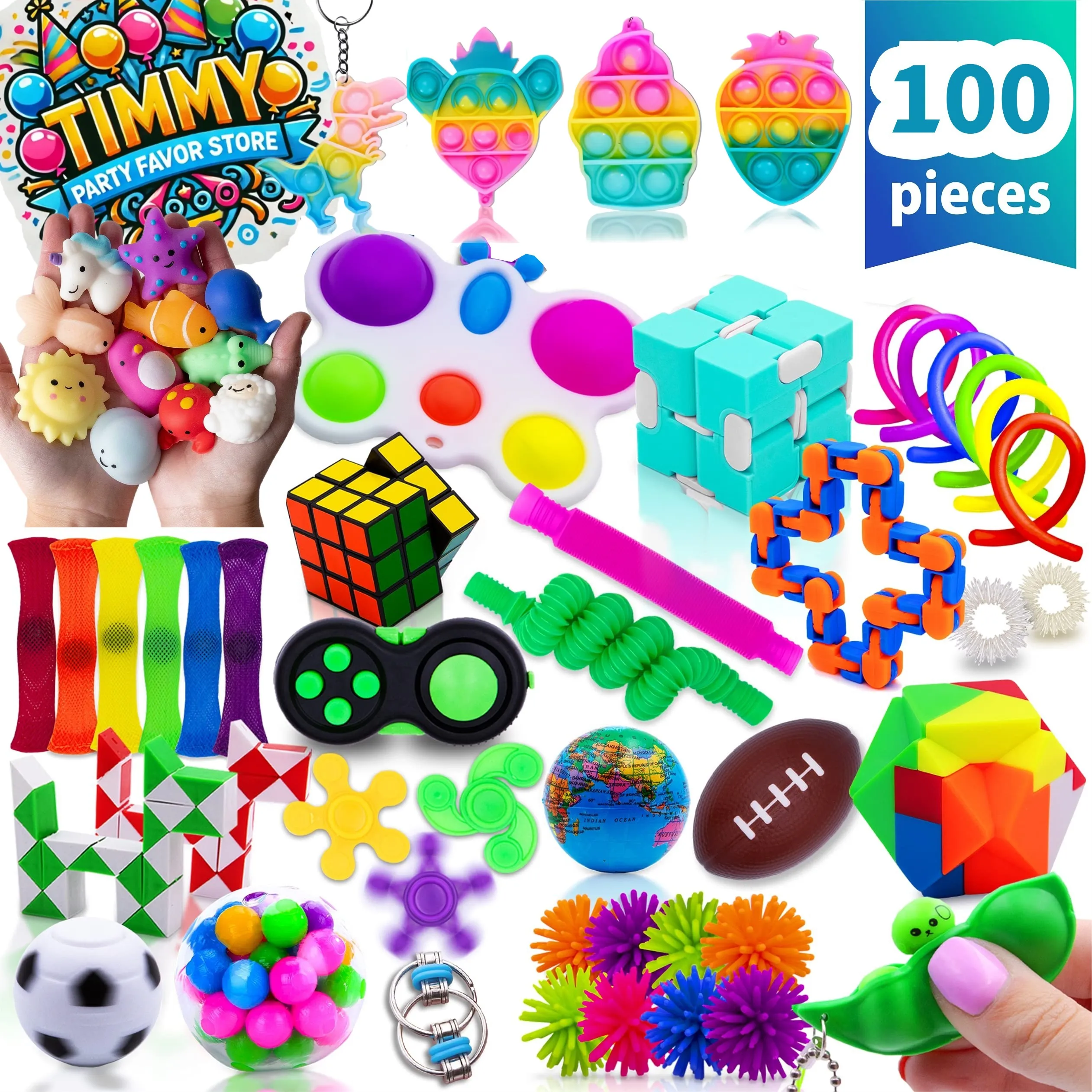 50/100 Pièces Jouets Fidget, Cadeaux de fête pour enfants de 14 ans et plus, Petits cadeaux de Noël, Jouets sensoriels en vrac pour les récompenses de la boîte au trésor de la classe