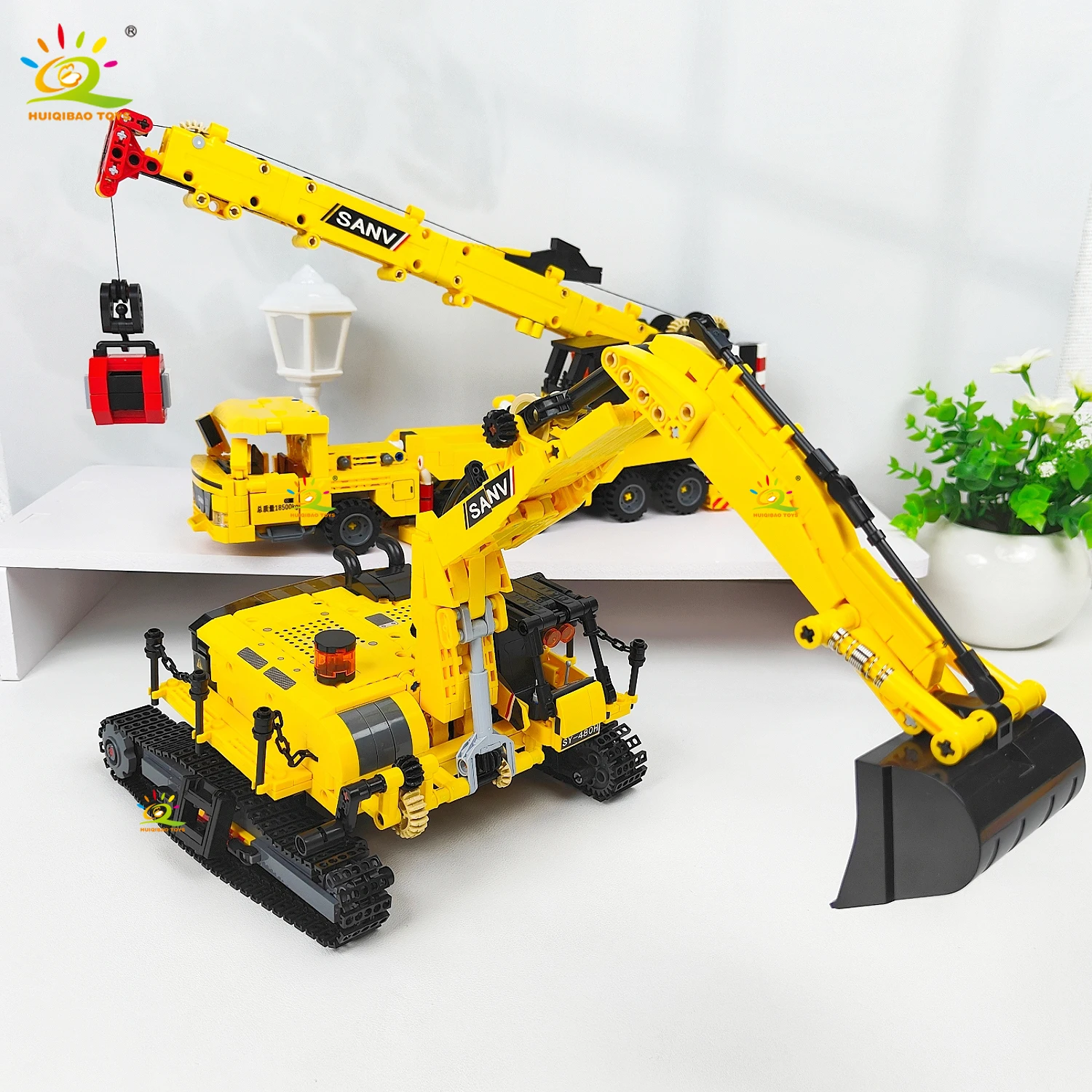 HUIQIBAO MOC Engineering Truck - đánh giá và giá Technical Crane Truck Excavator Blocks