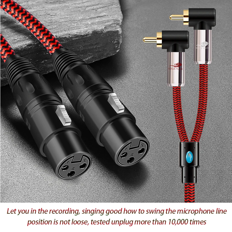 Dual RCA Male to 2 XLR Female Audio Cable for Tape Recorder DVD VCD TV Player Amplifiers Speaker Mixing Console Microphone Cords