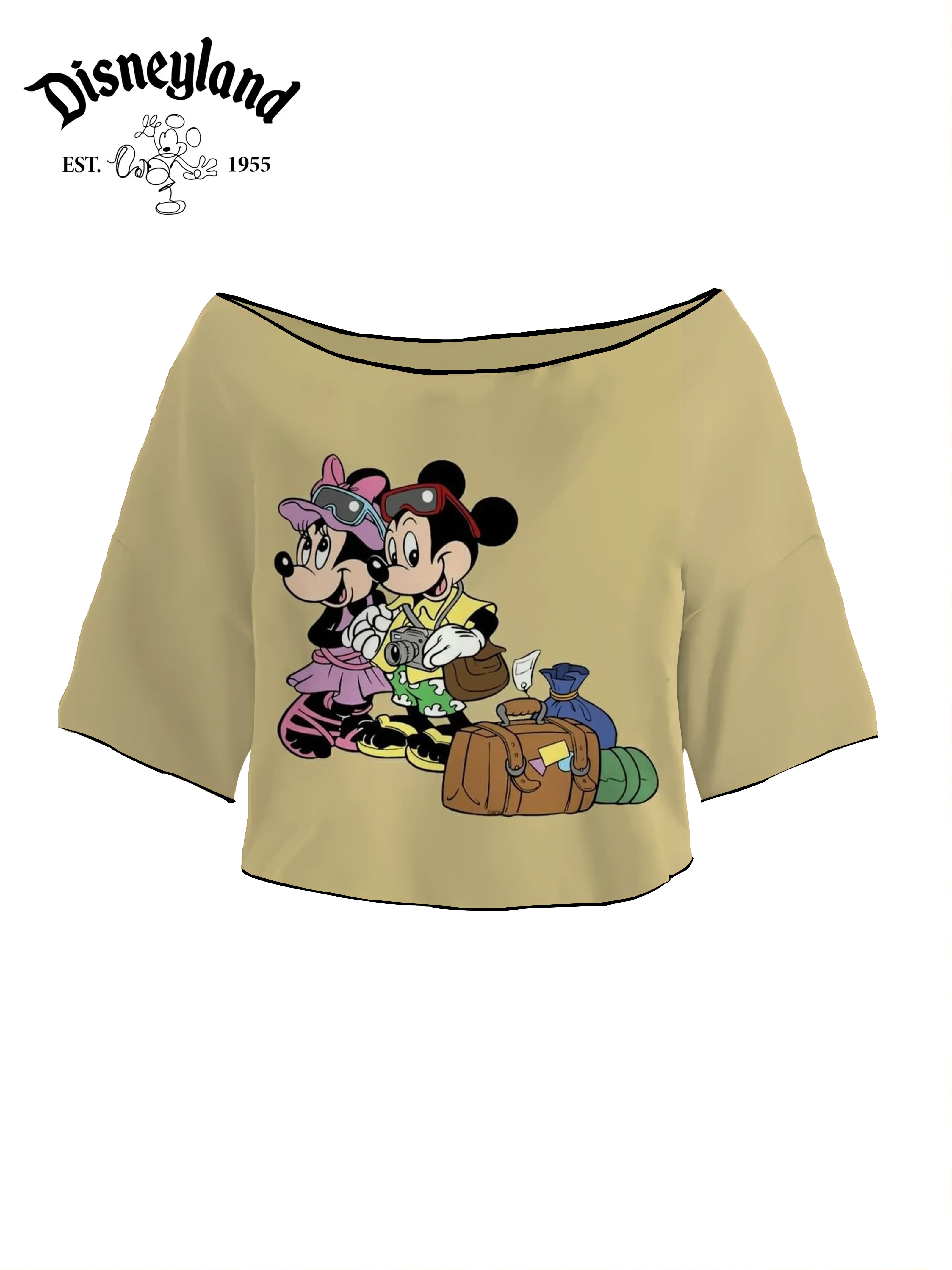 Crop Top Y2k Mickey Summer Clothes Women 2024 Minnie Mouse Kpop Woman Clothing Lettuce Trim Disney Tops Sexys T-shirt T-shirts