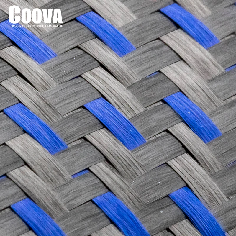 F241 COOVA Blue Kevlar & Carbon Fiber Cloth 2+1Mixed Plain Tela Fibra De Carbono Carbon Fabric Jacquard Width 200mm/300mm