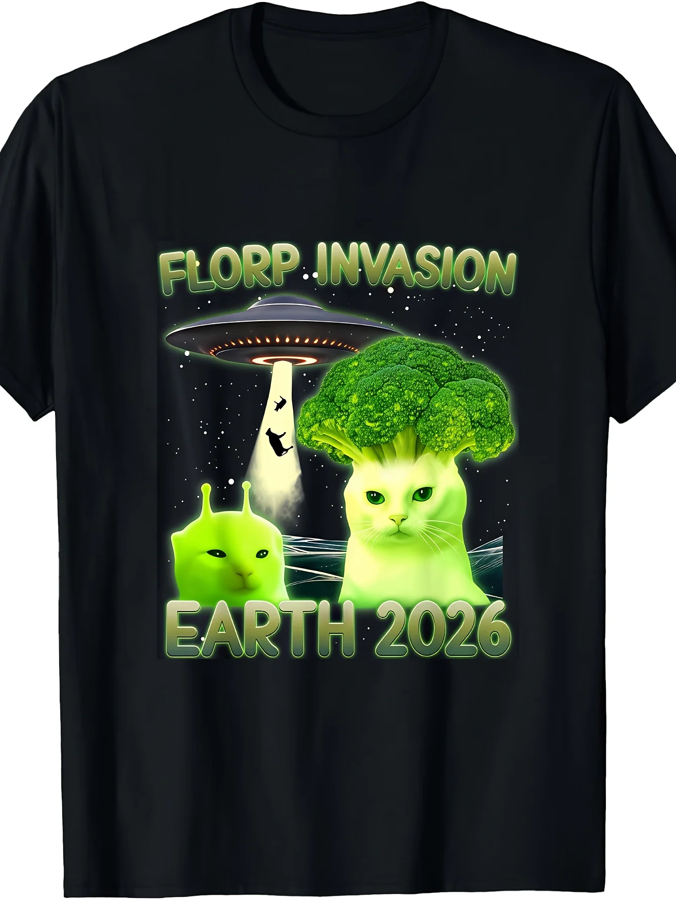 Glerp Glorp Funny Alien Cat Meme Florp Invasion Earth 2026 T-Shirt S'and S' Comfortable Tees for A Perfect Spring or Summer