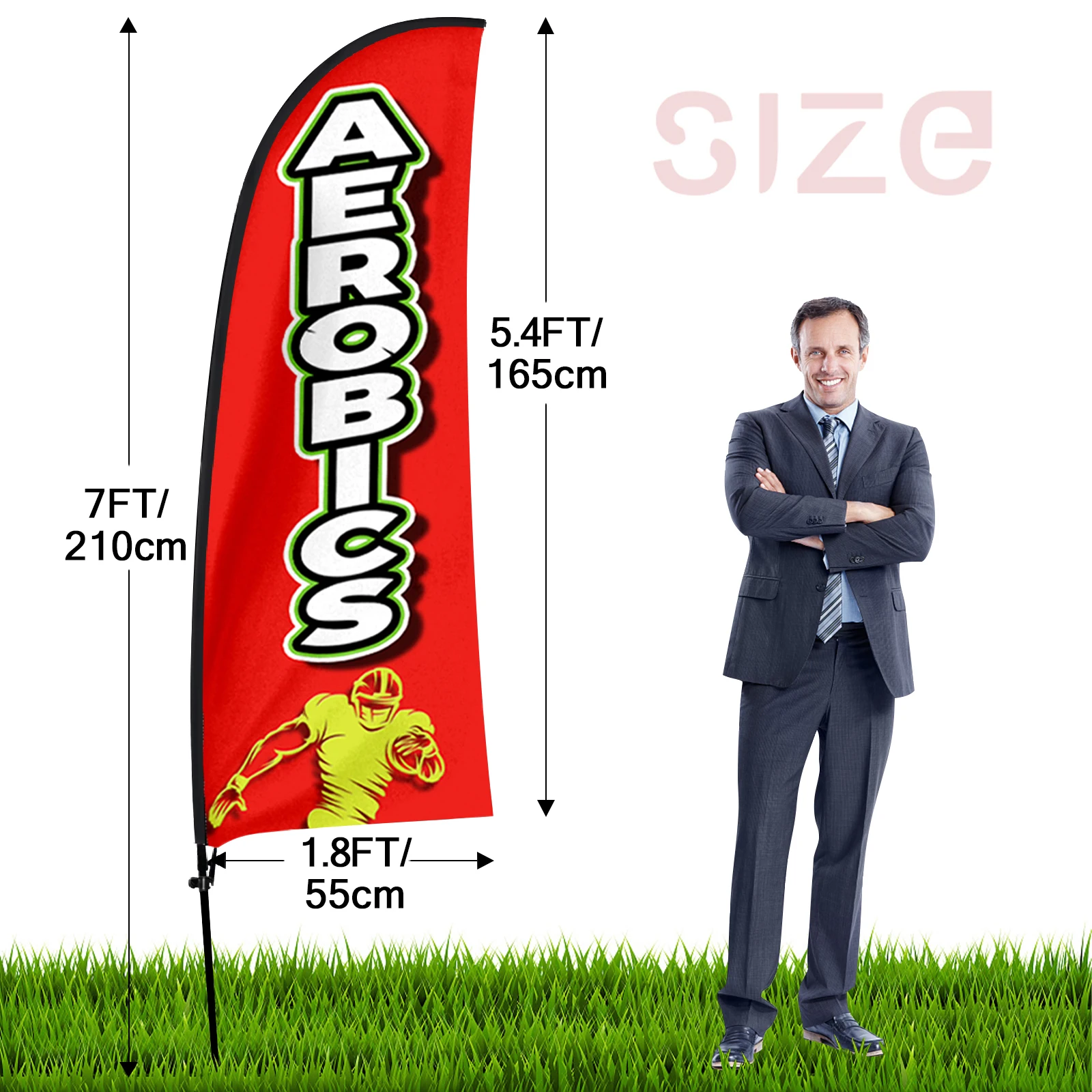 FSFLAG 1PCS 211CM The Aerobics Beach Flag with Flagpole Advertising Promotion Outdoor Banner Decoration