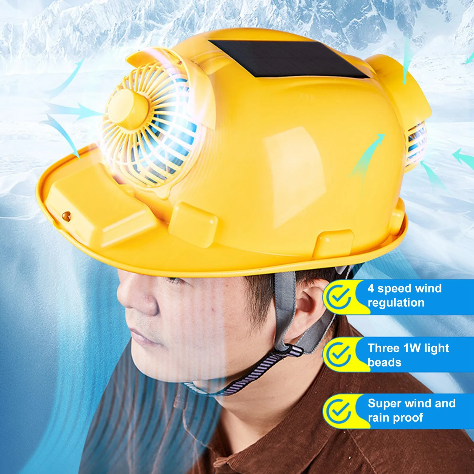 Hard Hat 2 Solar Powered Fan Safety Helmet with Light Breathable Rechargeable for Construction Home Improvement Safety Helmet