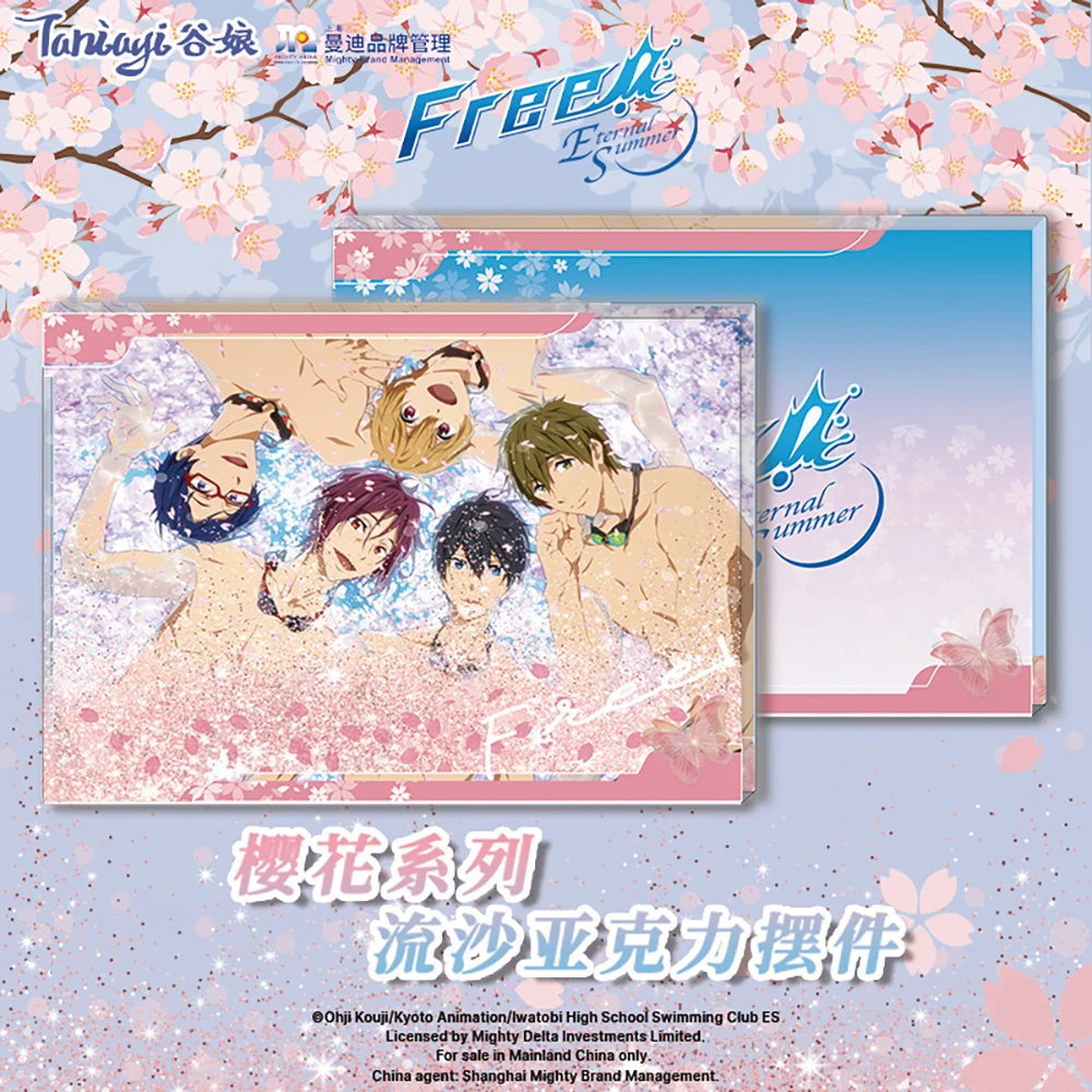 120*80MM Anime Free! Sakura Style Nanase Haruka Tachibana Makoto Rin Matsuoka Acrylic Drift Sand Desktop Decoration Person Model