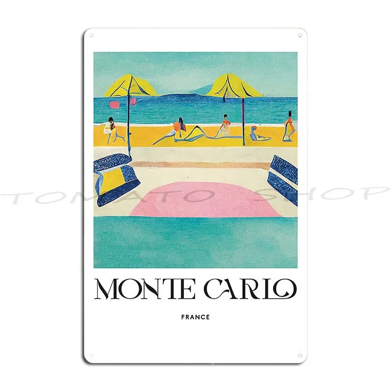 Monte Carlo Beach Old Travel Metal Signs Cinema Cave Create Painting Tin Sign Poster