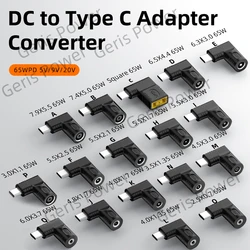 DC 5.5X2.5 7.4X5.0 4.5X3.0mm Female Jack to 65W Type C USB C PD Power Connector Adapter for MacBook Xiaomi Redmi OPPO Samsung