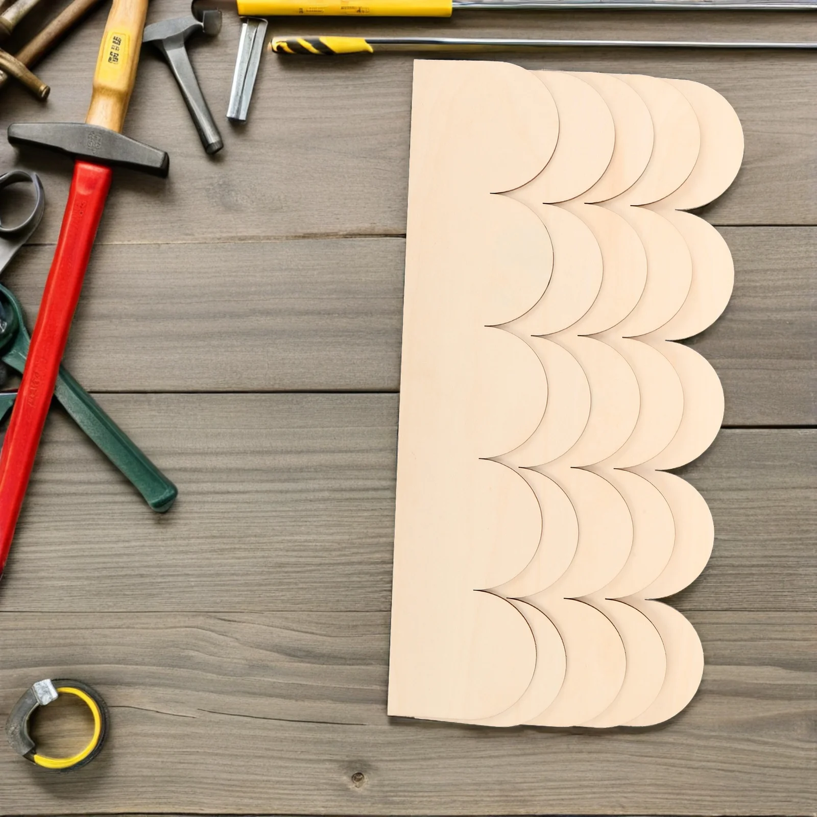 

20pcs 5.72X3.54X0.08Inch Unfinished Wood Scalloped Molding For Diy Cabinet Door Window Wall Decorative Edge Strip Woodworking