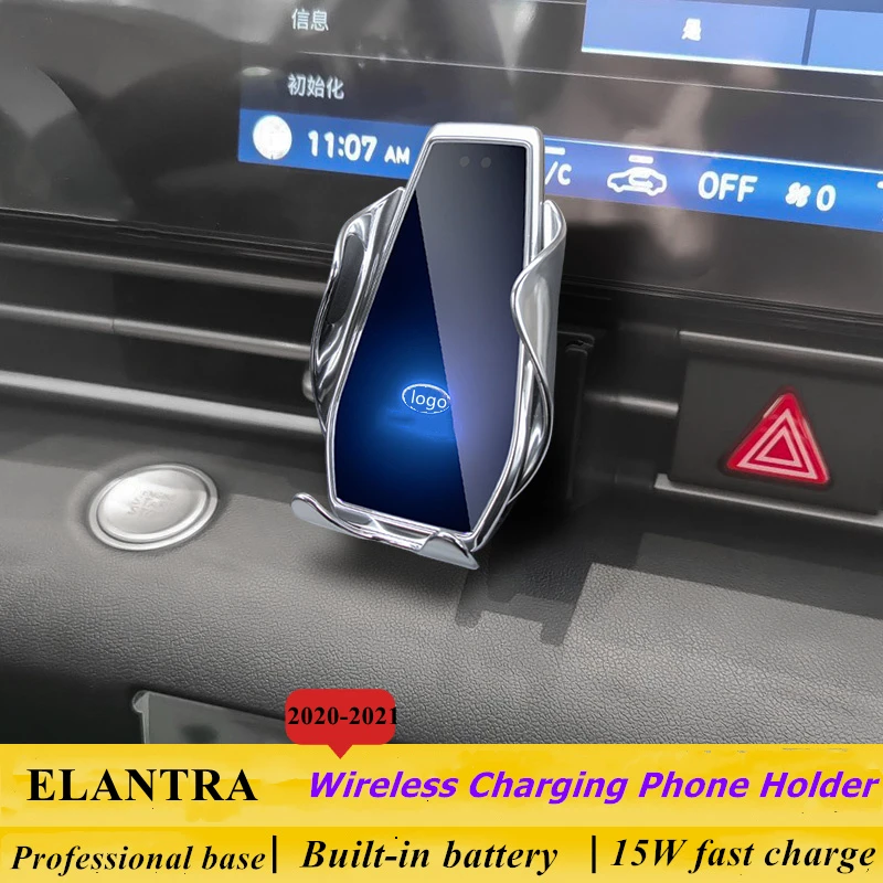 

Dedicated for Hyundai ELANTRA 2020-2021 Car Phone Holder 15W Qi Wireless Car Charger for iPhone Xiaomi Samsung Huawei Universal