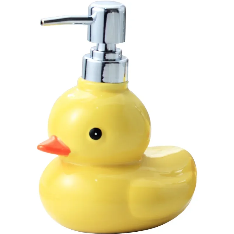 Cute Yellow Duck Ceramic Soap Dispenser Cartoon Hand Sanitizer Bottle Shower Gel Shampoo Soap Dispenser Cute Soap Dish