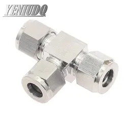 Accesorios de tubería de acero inoxidable 304, 1 piezas, 3mm, 4mm, 6mm, 8mm, 10mm, 12mm, 16mm, Conector de férula doble en T