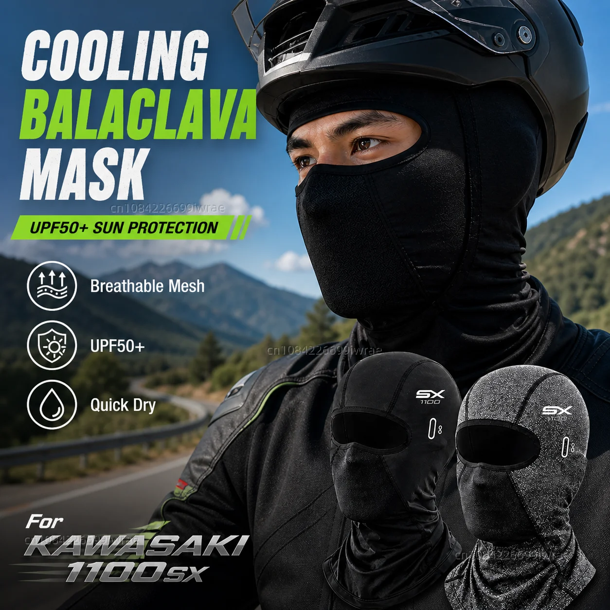 Cooling Motorcycle Balaclava Mask UPF50+ UV Protection Breathable Face Cover Summer For KAWASAKI 1100sx Ninja 1100 SX SE