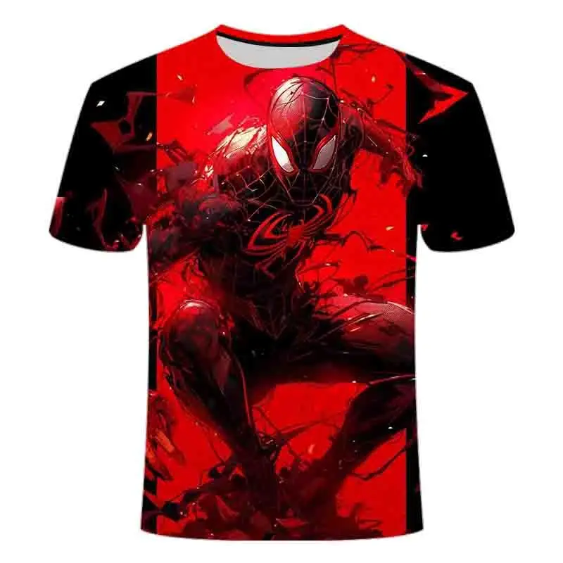 

Miniso Super Hero Spider-Man 3D Printed Hot Sell New Short Sleeve T-shirt Kids Sportswear Summer Boys Girls Round Neck Tees