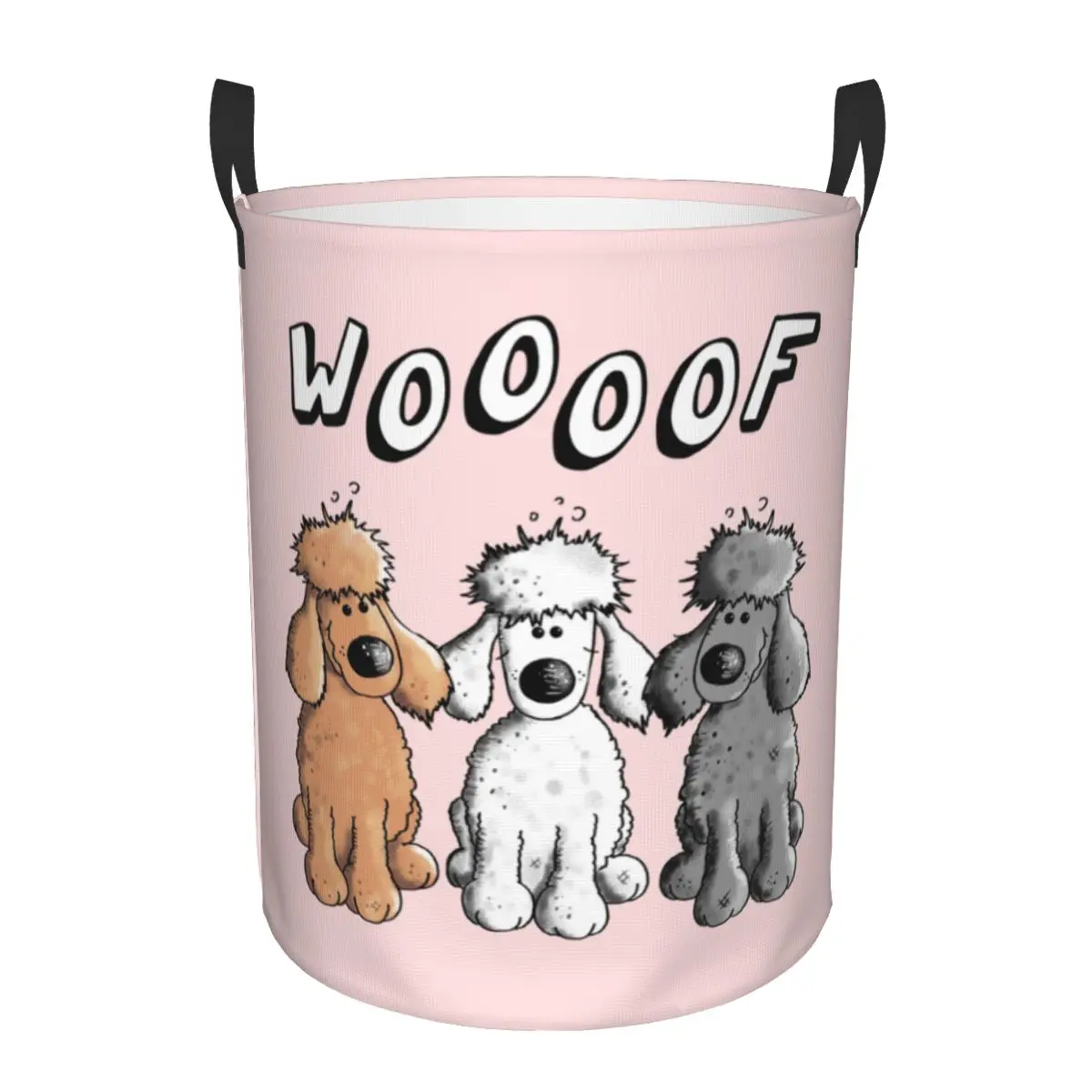 Customized Woof Poodles Laundry Hamper Large Storage Basket Cartoon Poodle Dog Girls Boys Toy Organizer