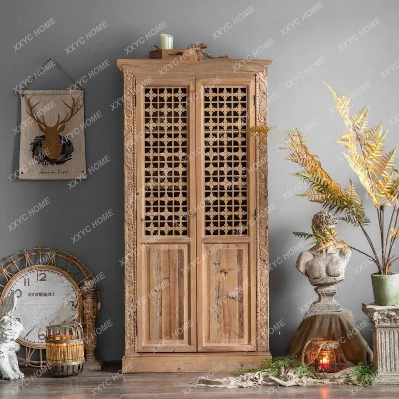 Vintage Open Living Room Cabinets Multipurpose Storage Shelf Cabinet American Entryway Mueble Entrada Recibidor Furniture
