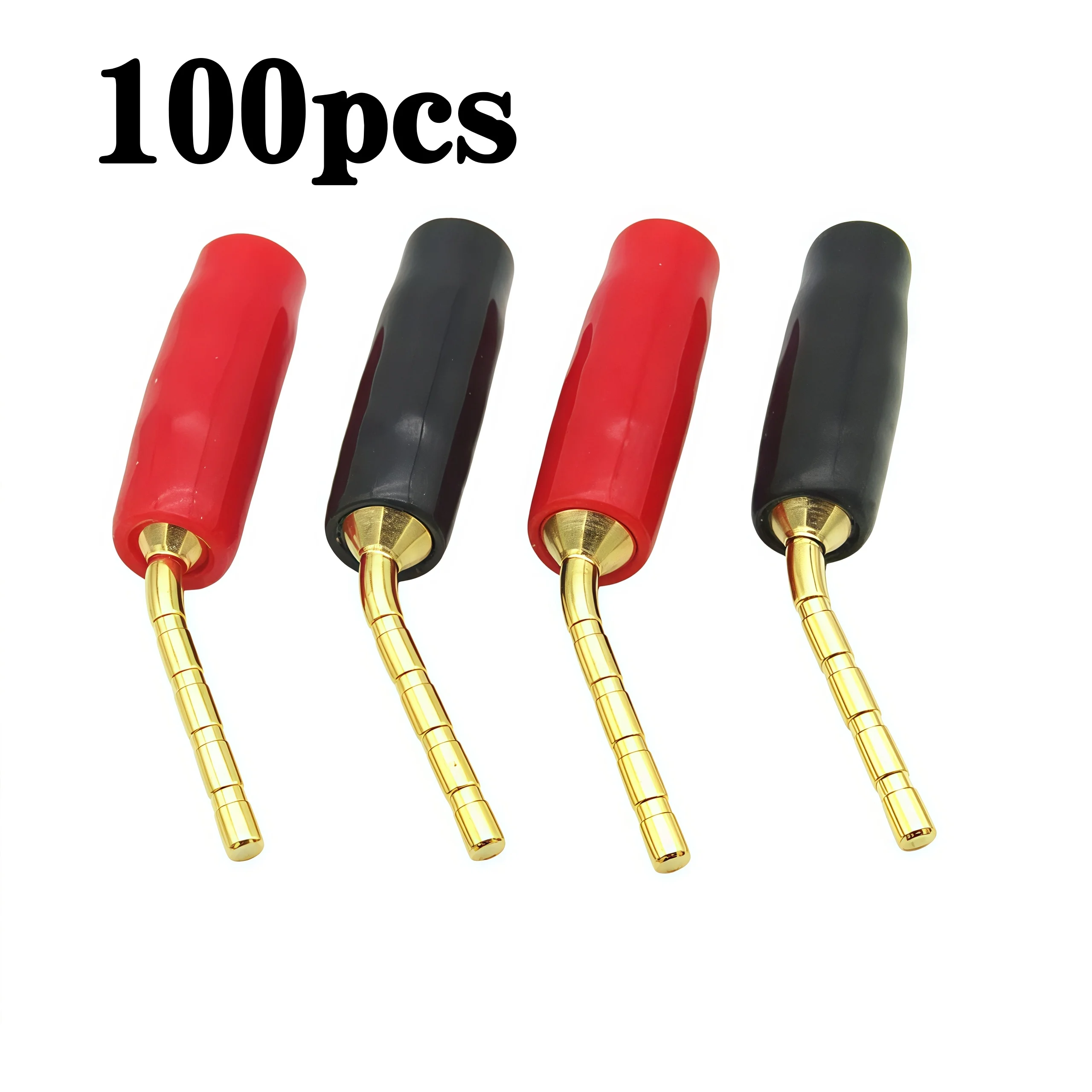 

100Pcs 2mm Banana Plug Red Black Curved Pin Connector Right Angle Banana Male Plugs Audio Speaker Wire Cable Connectors