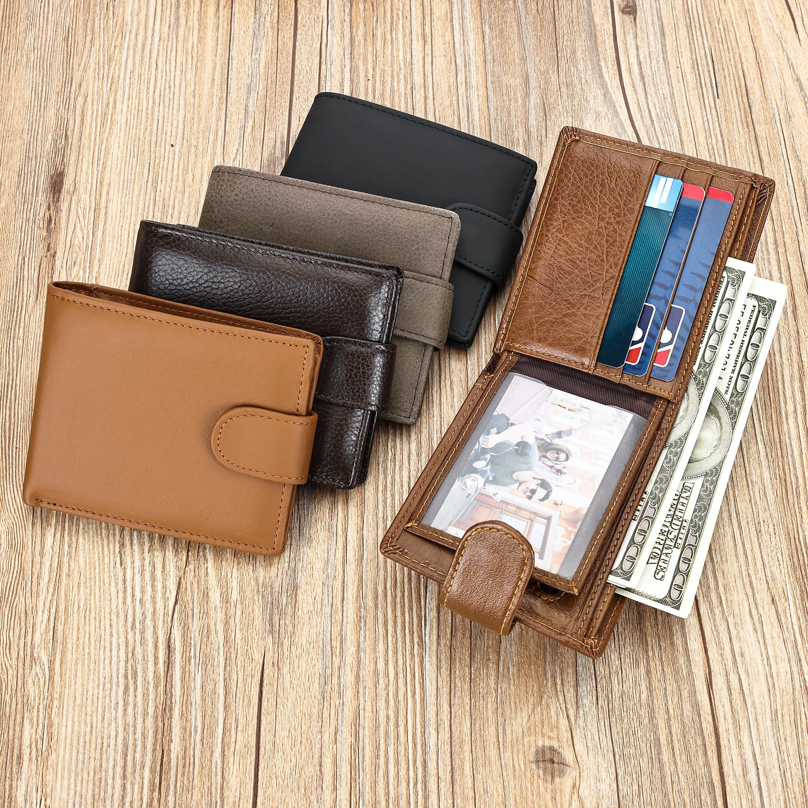MLT-1065 Retro Leather Men's Multifunctional Short Wallet with Multiple Card Slots and Top Layer Cowhide Wallet