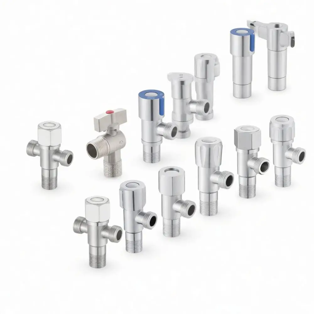 Brass Core Stainless Steel Angle Valve Modern Water Control Tap High Flow Leak Proof Shut Off Valve For Home Appliances