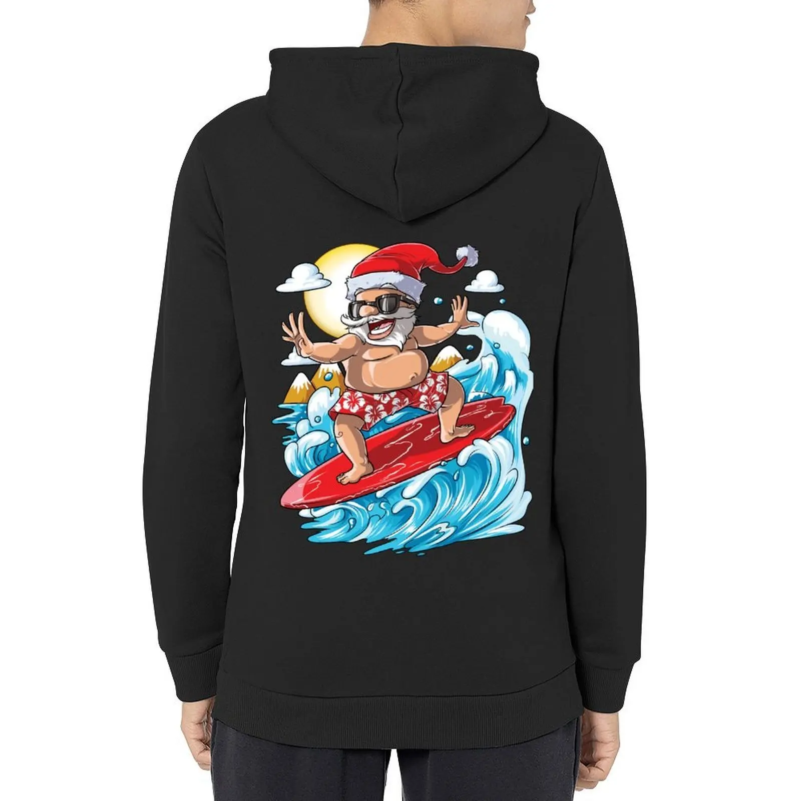 

Santa Hawaiian Surfing T Shirt Christmas Summer Surf Hawaii Hoodie anime clothing men's coat autumn hoodie