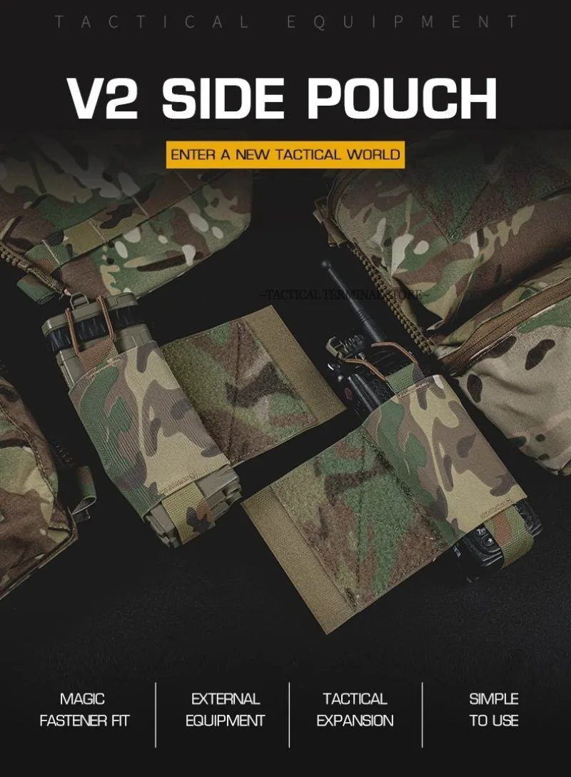 Taktische Weste V2 Seitentasche Elastische Funkgerätehalterung Magazintasche Airsoft Jagdwesten-Ausrüstung Funkgeräte-Seitentasche – Detail 1