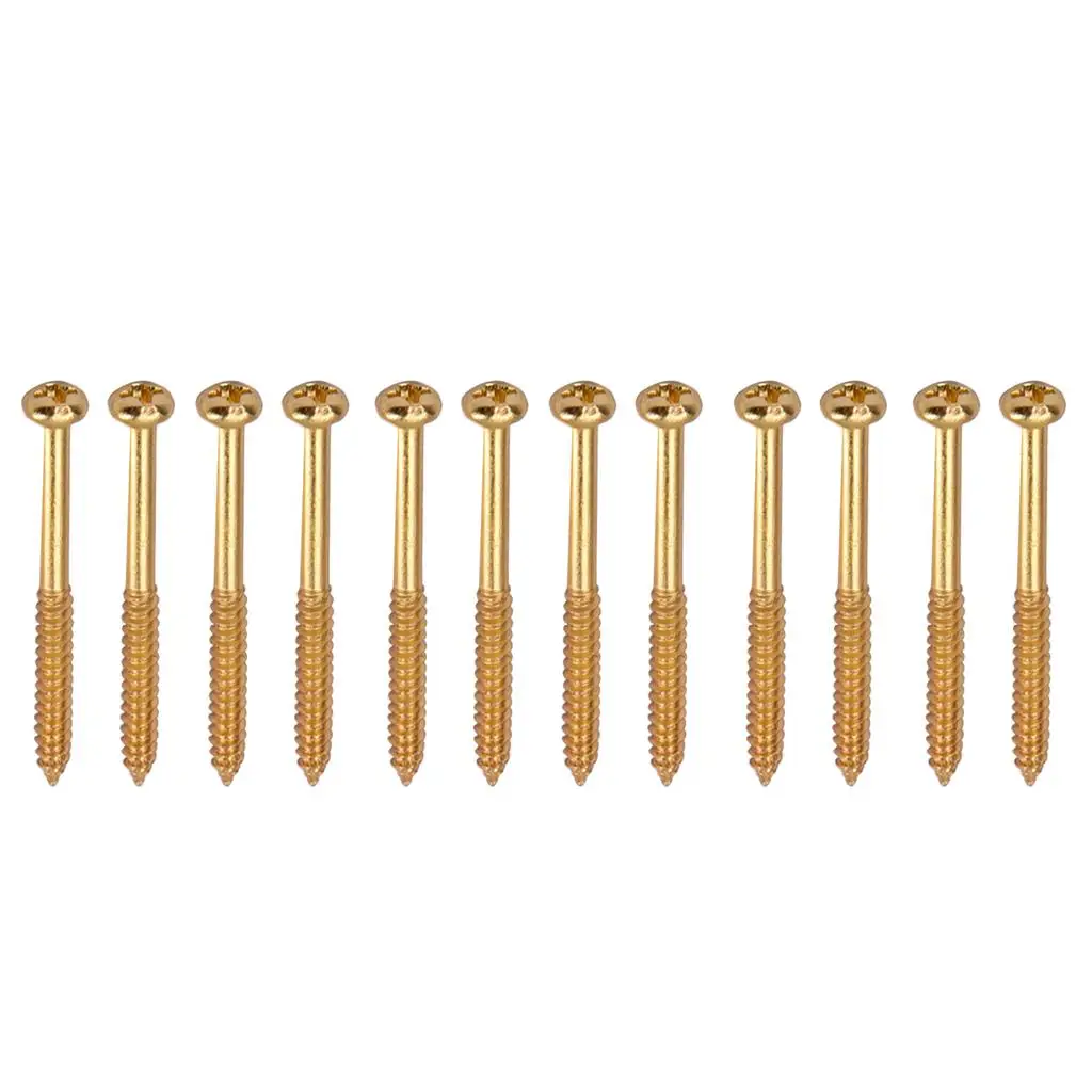 12 Pieces Bass Pickup Mounting Screws for PB JB Pickups Black