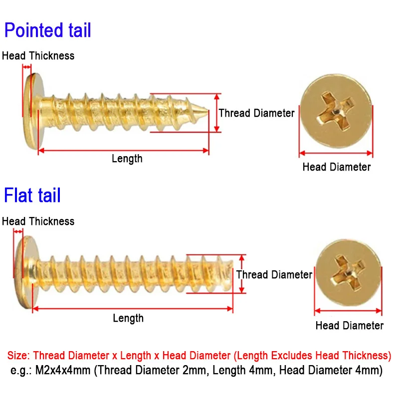100~500pcs M3 M3.5 M4 Carbon Steel Imitation Gold Plated Cross Recessed Phillips Flat Countersunk Head Screw Bolt Length 5~25mm