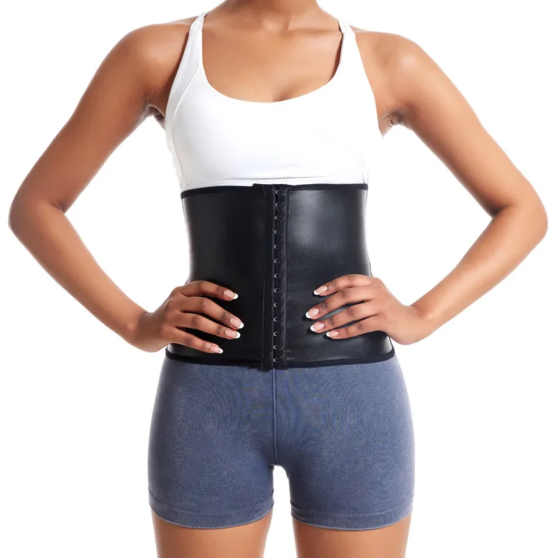 Womens Tummy Control Waist Slim Leather Belt Waist Trainer Body Shaper Corset Belly Sheath 3-hooks Elastic Shapewear Belt Sports