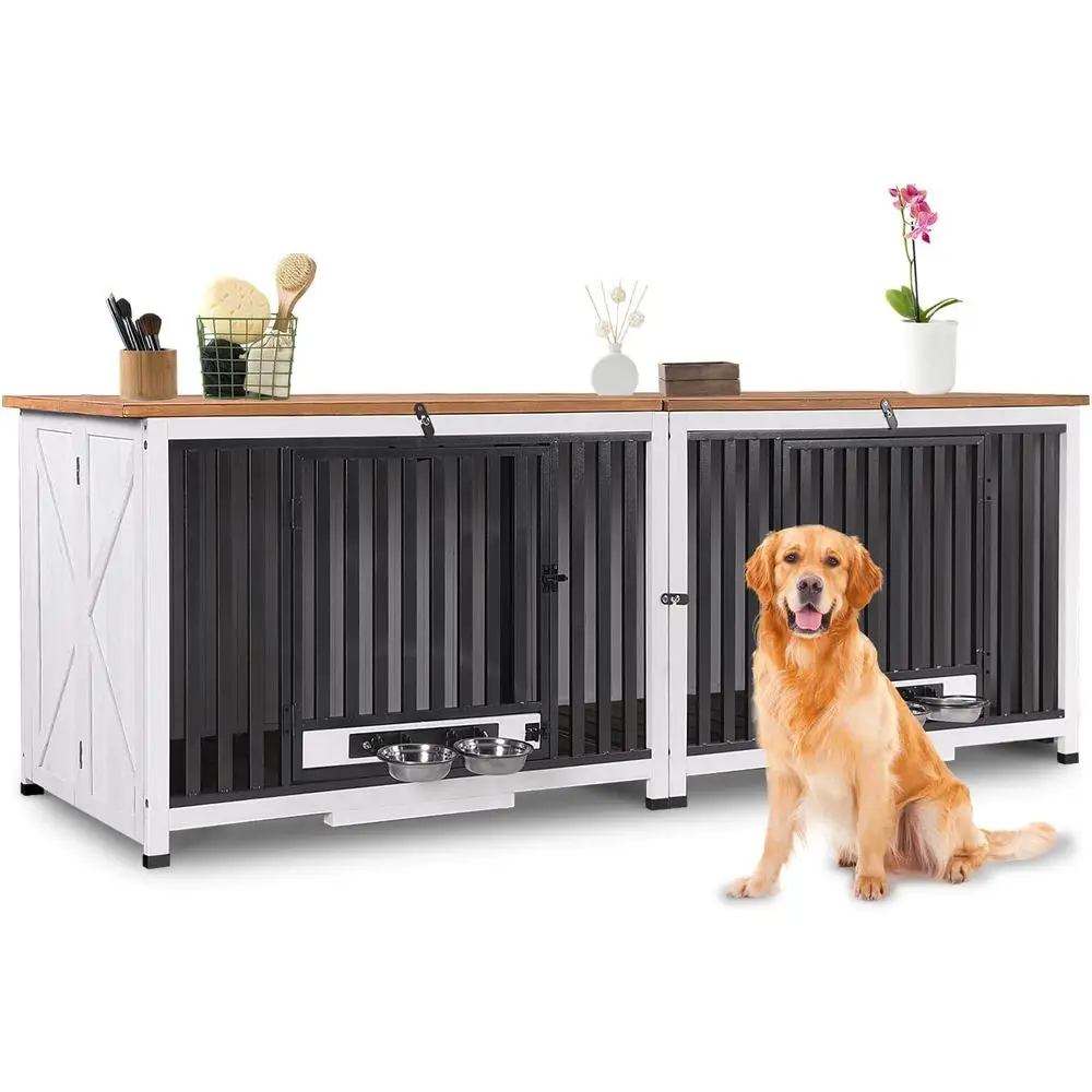 

Расширяемая мебель для ящика для собак, без сборки, жевательная, вращающиеся миски, многофункциональная питомник для маленьких и больших собак, 78,8 л