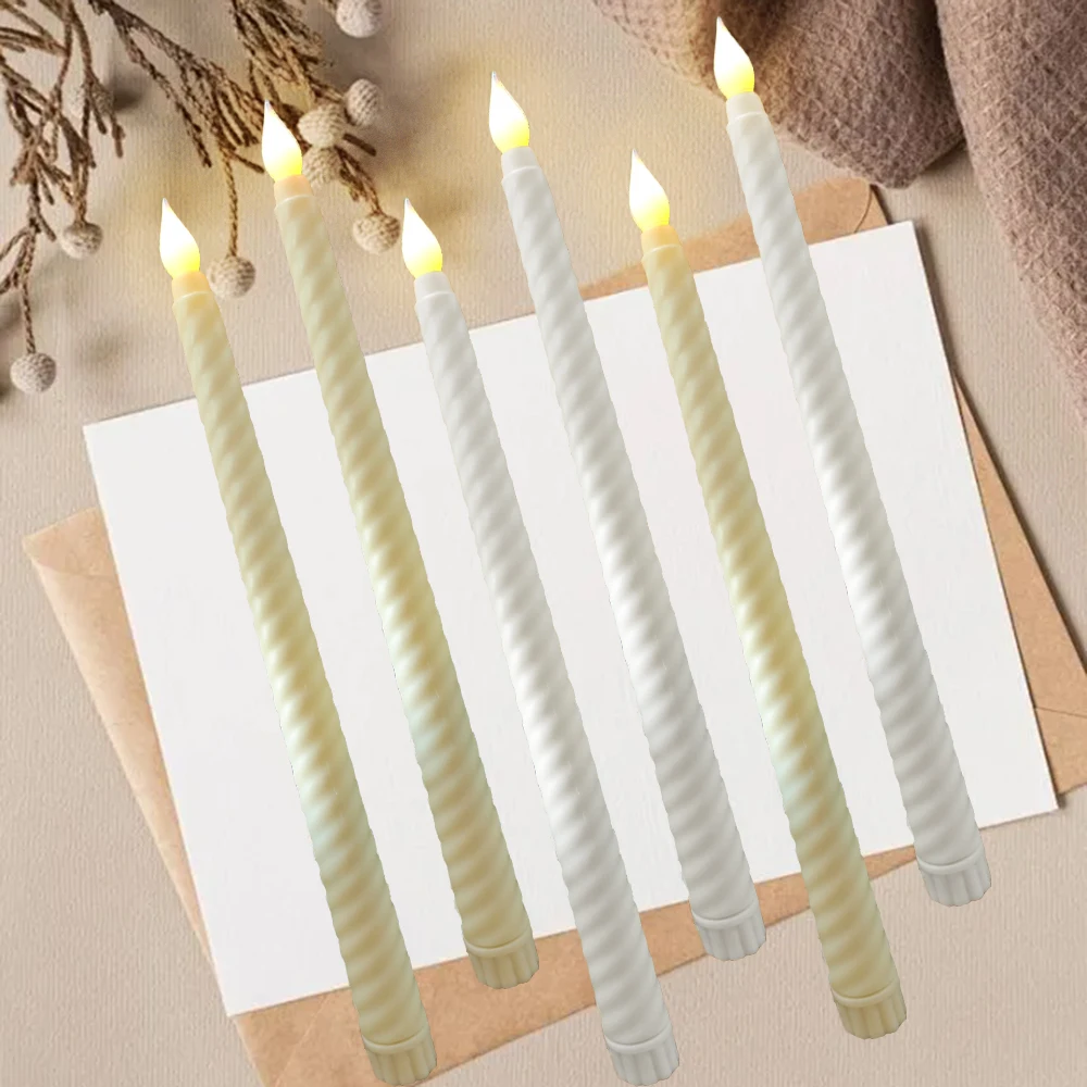 LED Flameless Taper Spiral Candles Light, LED Flameless Long Candle Lamp Candle for Home Christmas Dinner Table Party Decor