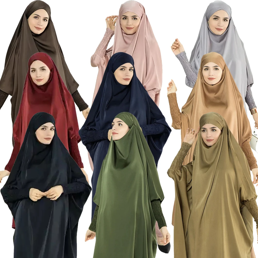 

Eid Djellaba Hooded Khimar Abaya Women Muslim Sets Tops Pants Islam Prayer Garment Overhead Kaftan Dress Robe Ramadan Jalabiya