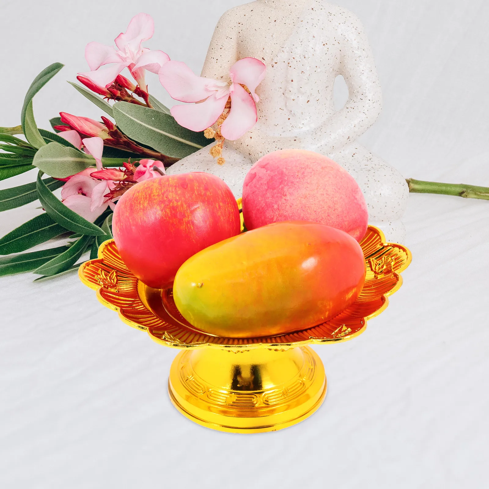 2Pcs Feng Yun Buddhist Offering Plate Plastic Lotus Design Ritual Fruit Bowl Temple Home Altar Worship Decoration Blessing