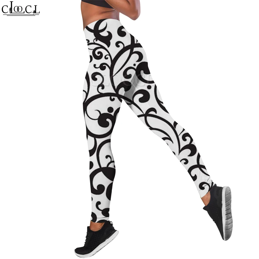 CLOOCL – Leggings de Sport pour femmes, pantalon de course, de Yoga, motif artistique rétro, à la mode