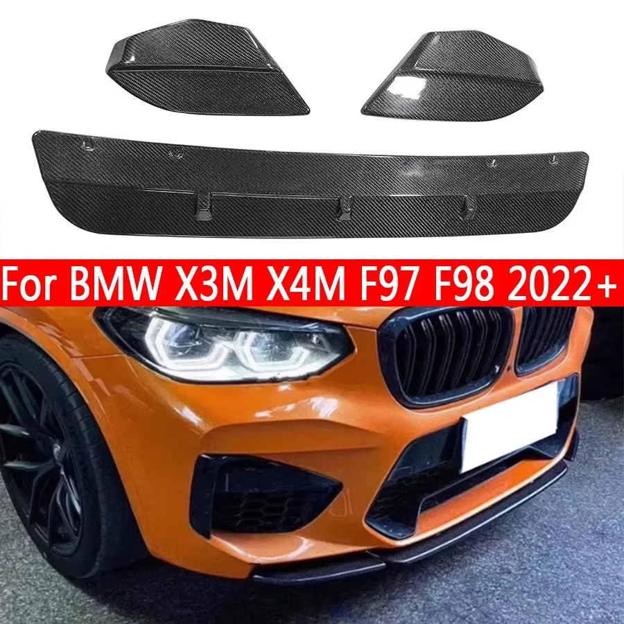

For BMW X3M F97 X4M F98 2022+ Carbon Fiber Car Front Bumper Diverter Spoiler Diffuser Front lip chin Upgrade body kit