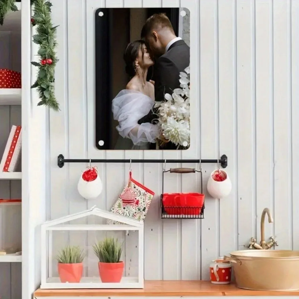 [2D Flat] Customizable Retro Metal Plaque Personalized Custom Picture Photo Printed Wall Ornament Housewarming Gift for Home Bed