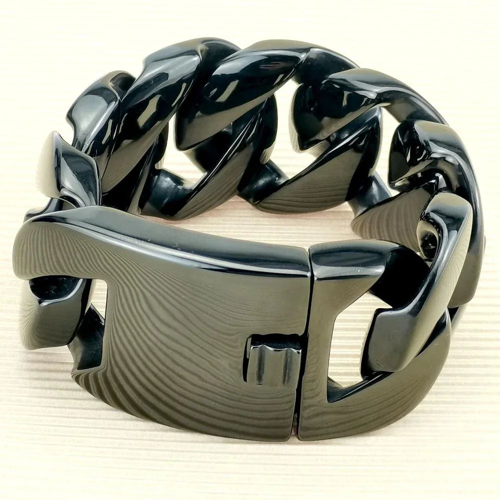 Black 32mm Man's Heavy Weight Bling Massive 316L Stainless Steel Bracelet