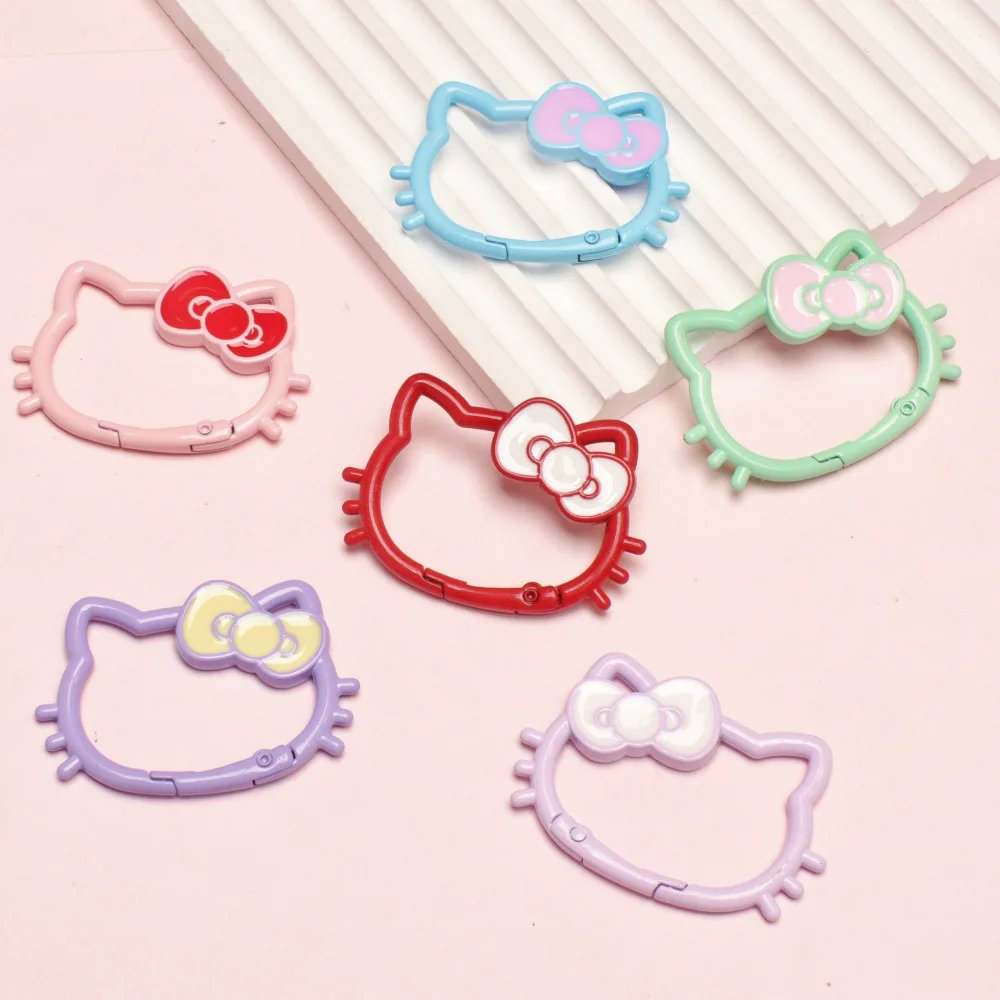 

Miniso ярких цветов, краска с полым бантом, пружинная пряжка с изображением кота, цветная открытая пружинная катушка, металлическая подвесная пряжка, аксессуары