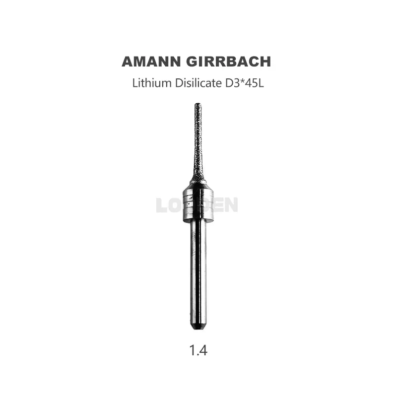 LODDEN Amann Girrbach 연삭용 밀링 커터, 리튬 디실리케이트 치과 실험실, CAD CAM 재료 제품, 0.4mm, 1.0mm, 1.4mm, 1.8mm