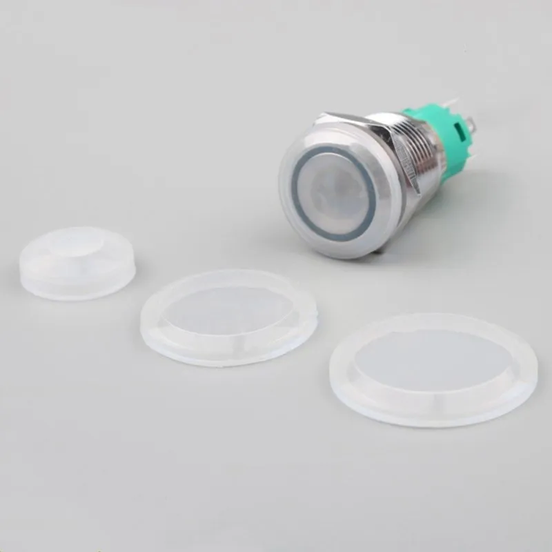 Cubierta de protección de interruptor de botón de Metal, tapa antipolvo impermeable de silicona, 12mm, 16mm, 19mm, 22mm, 25mm, 5 unidades