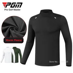 PGM Golf Winter Warm Underwear Men Long Sleeve T Shirt Stand Crew Neck Autumn Tops Male Soft Fleece Casual Shirts Golf Apparel