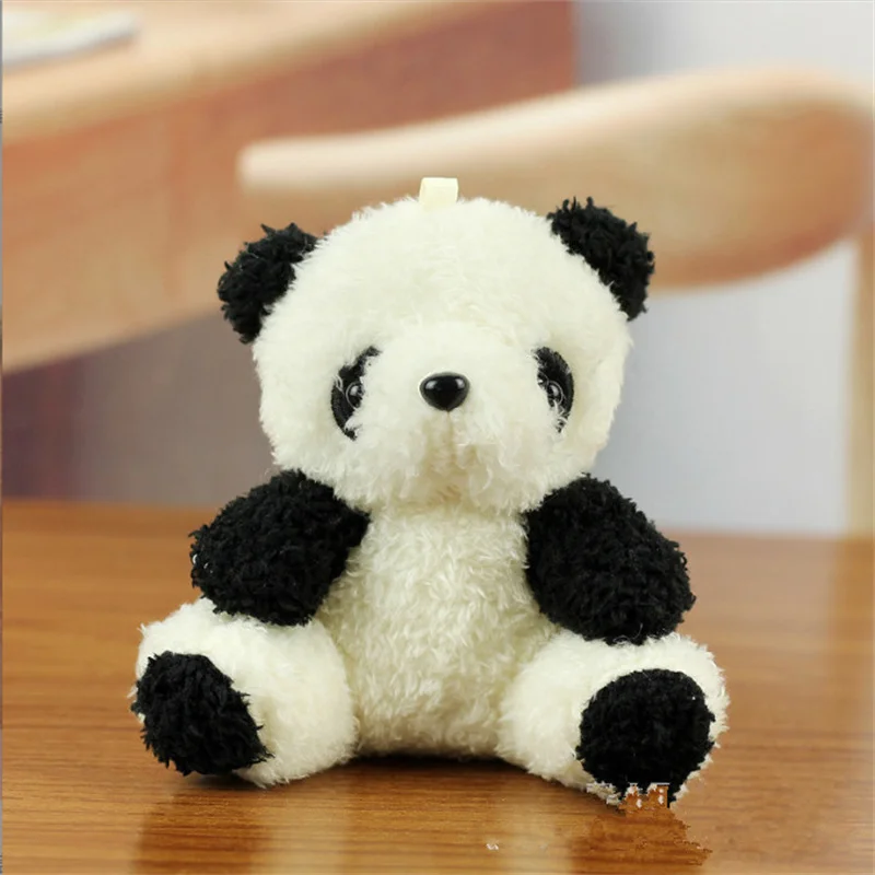 1PCS 10CM Cartoon Mini Bear Doll Plush Toys Seat Roll Stuffed Animal Bag Car Keychain Pendant Soft 4 Colors Available