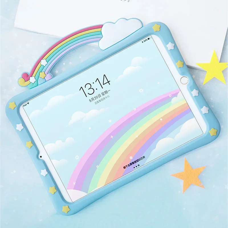 Kids Cartoon Silicone Stand Cover for IPad 7th 8th 9th 10.2 2021 Mini 6 9.7 Pro 10.5 11 Air 2 3 4 5 10.9 Tablet Case Shell Funda